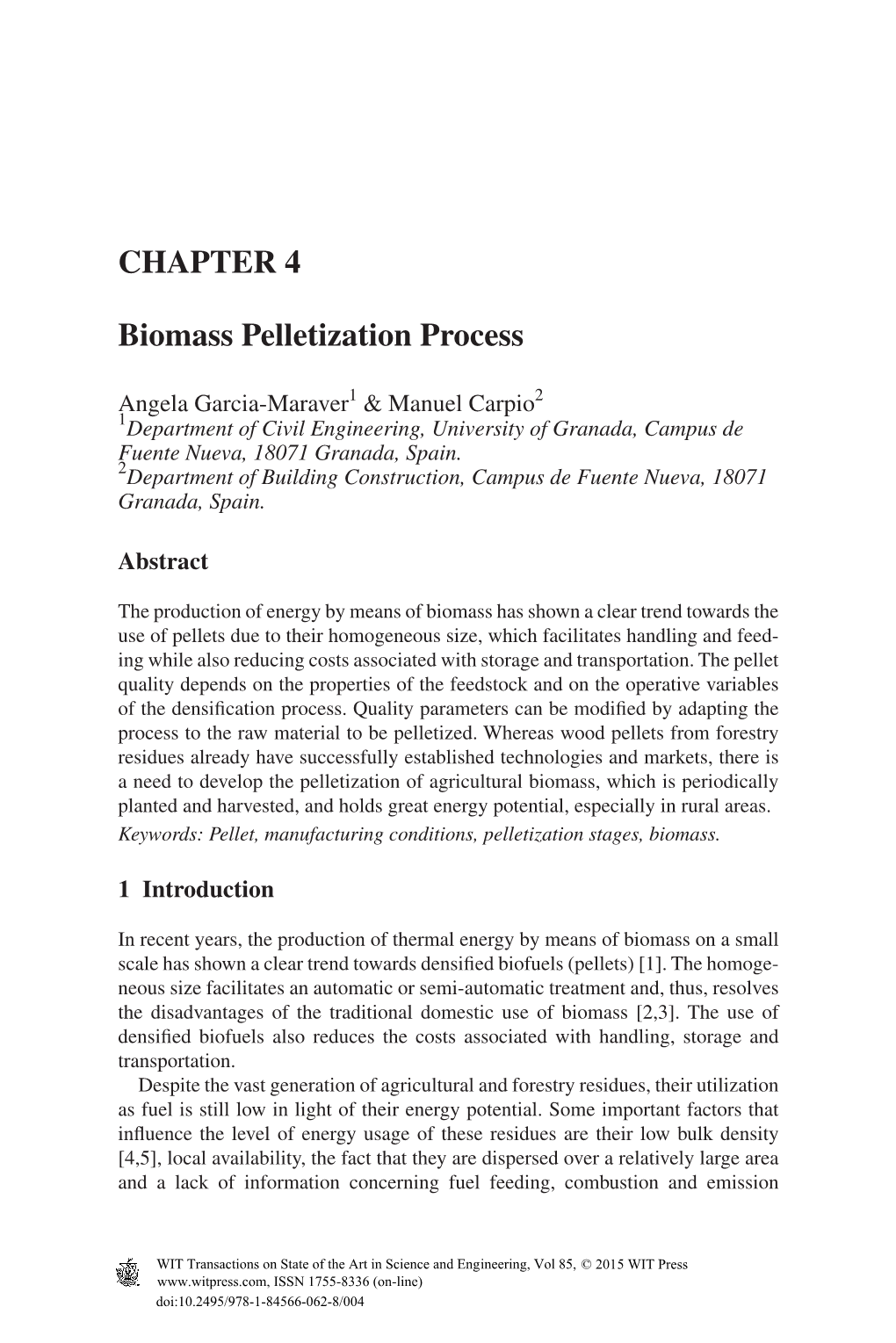 CHAPTER 4 Biomass Pelletization Process