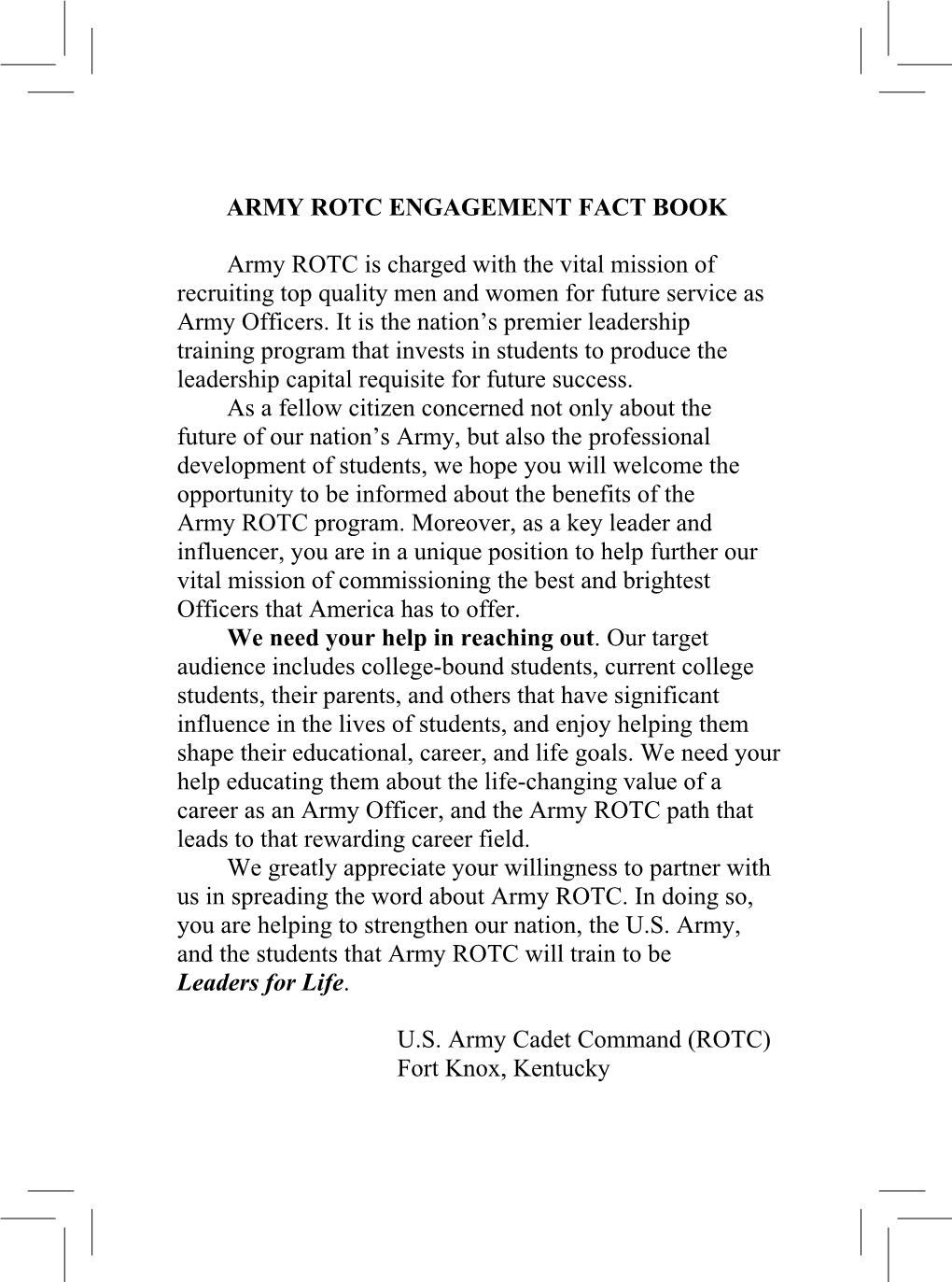 ROTC Fact Booklet