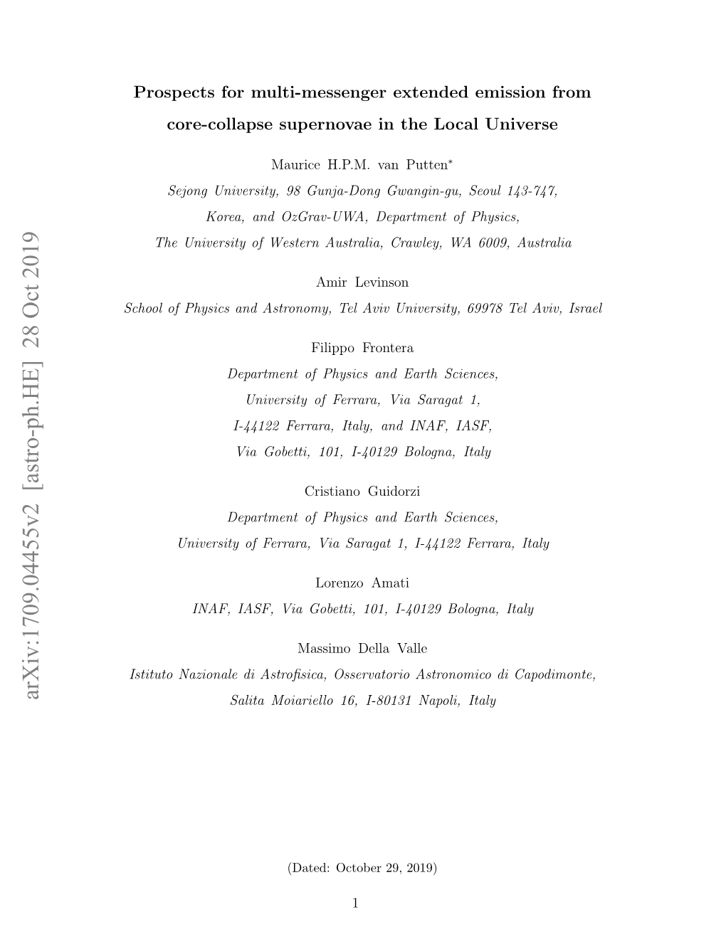 Prospects for Multi-Messenger Extended Emission from Core-Collapse Supernovae in the Local Universe