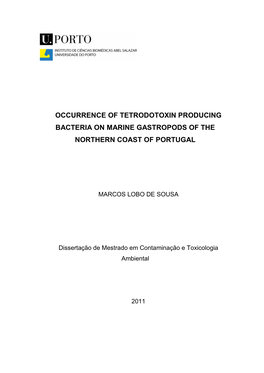 Occurrence of Tetrodotoxin Producing Bacteria on Marine Gastropods of the Northern Coast of Portugal