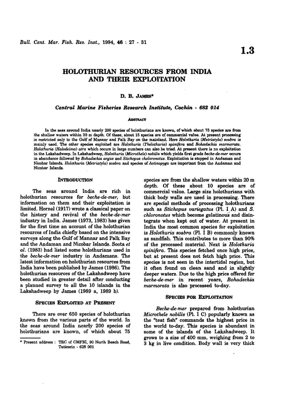 Holothurian Resources from India and Their Exploitation