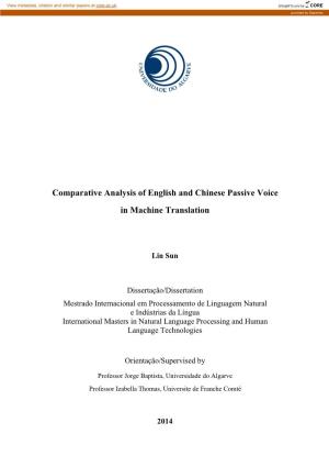 Comparative Analysis of English and Chinese Passive Voice in Machine Translation