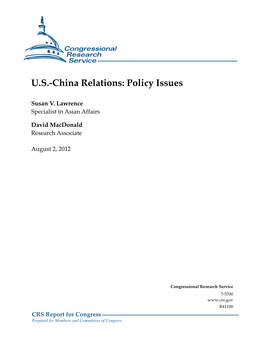 U.S.-China Relations: Policy Issues