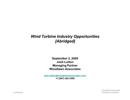 Wind Turbine Industry Opportunities [Abridged]