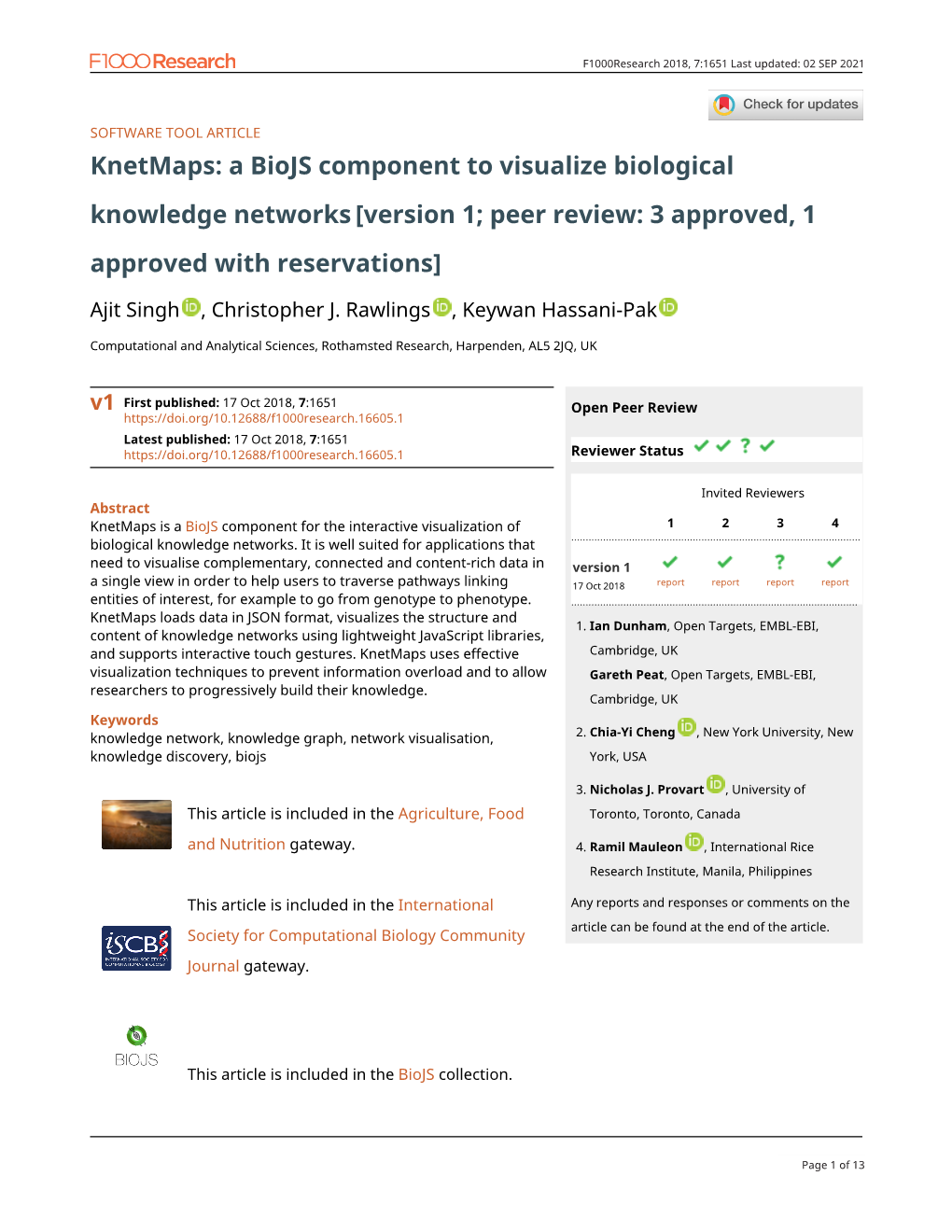 A Biojs Component to Visualize Biological Knowledge Networks [Version 1; Peer Review: 3 Approved, 1 Approved with Reservations]