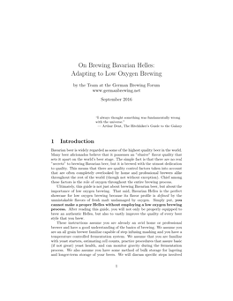 On Brewing Bavarian Helles: Adapting to Low Oxygen Brewing