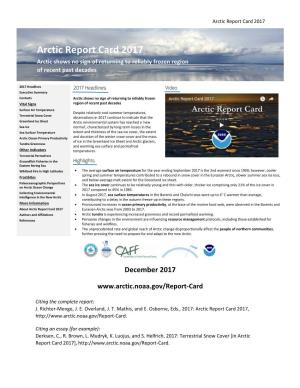 Arctic Report Card 2017