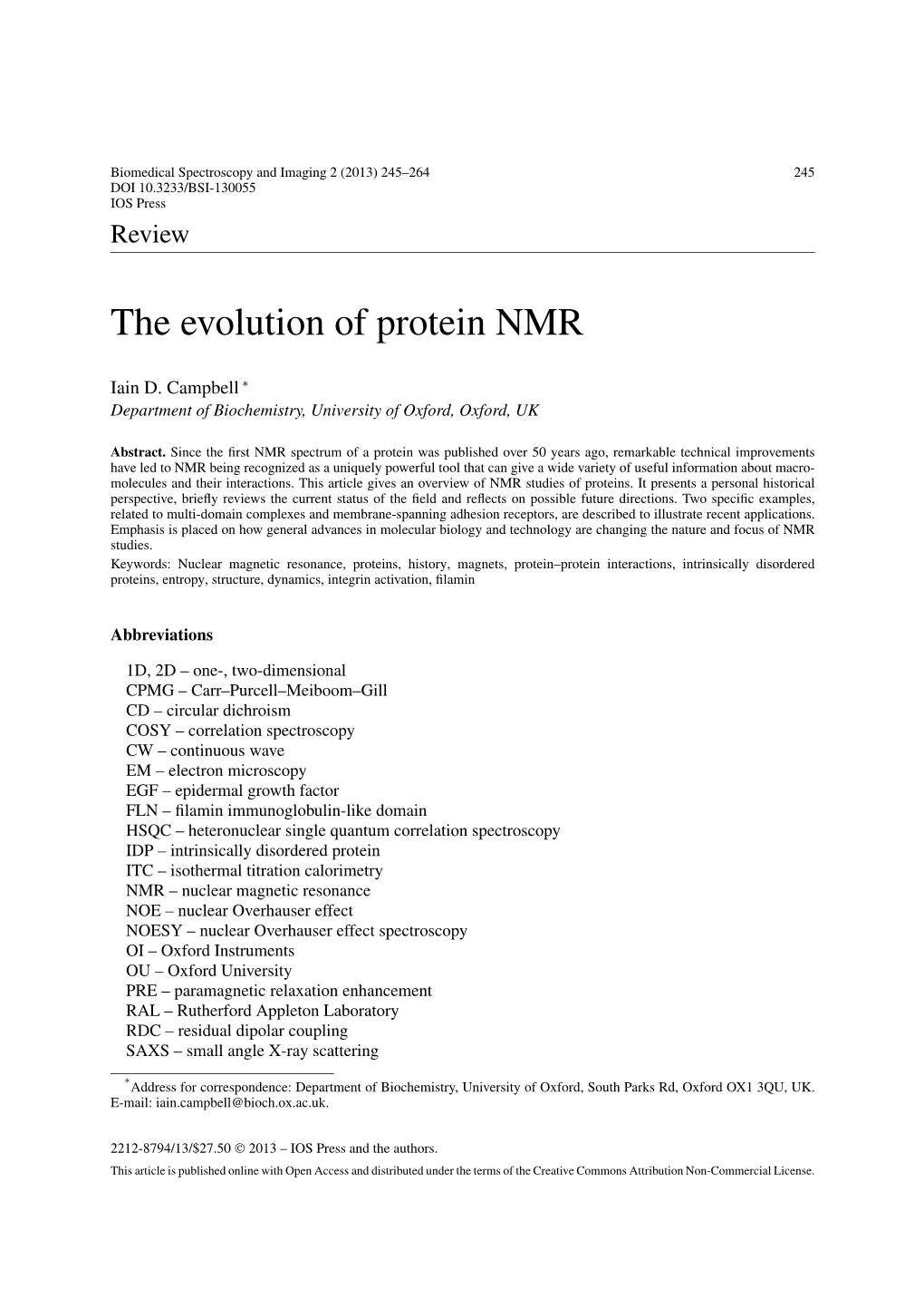 The Evolution of Protein NMR