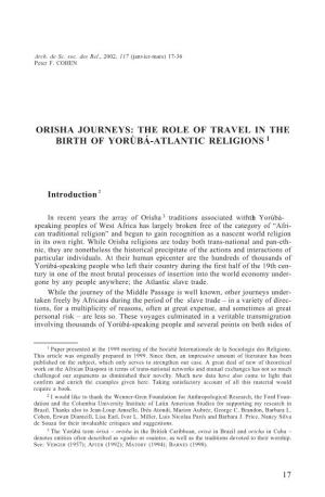 Orisha Journeys: the Role of Travel in the Birth of Yorùbá-Atlantic Religions 1