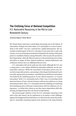 The Civilizing Force of National Competition U.S. Nationalist Reasoning in the Mid-To-Late Nineteenth Century