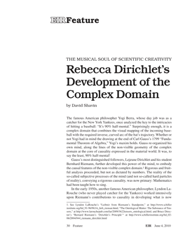 Rebecca Dirichlet's Development of the Complex Domain