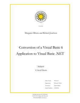 Conversion of a Visual Basic 6 Application to Visual Basic .NET