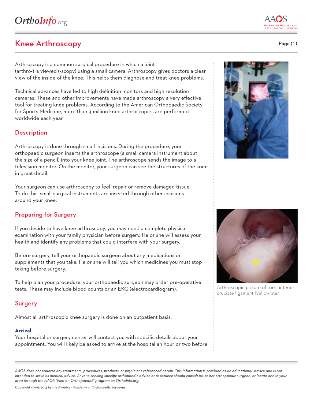 Knee Arthroscopy Page ( 1 )