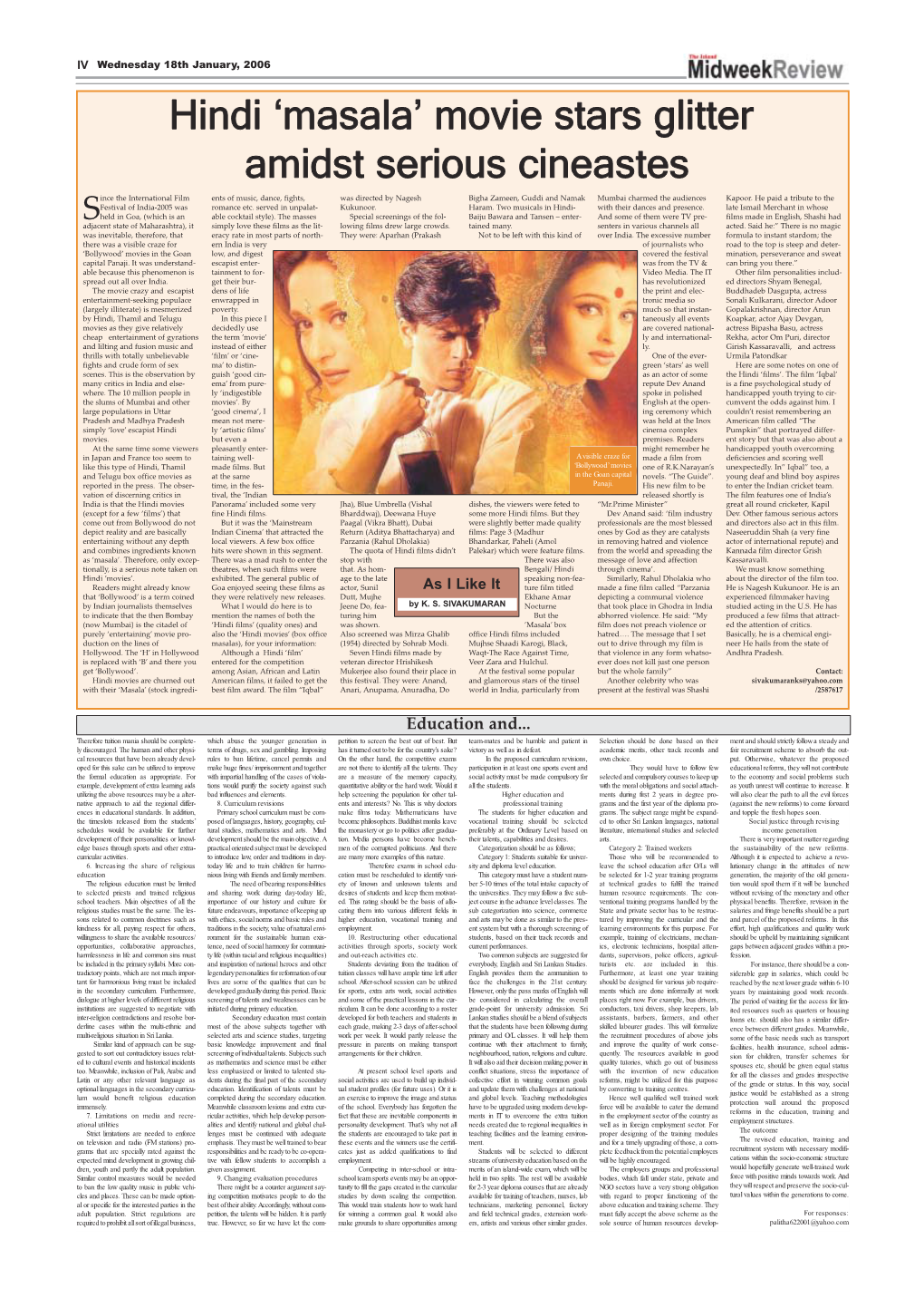Hindi 'Masala' Movie Stars Glitter Amidst Serious Cineastes