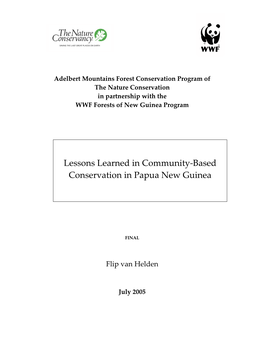 Lessons Learned in Community-Based Conservation In