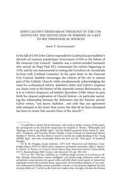 John Calvin's Trinitarian Theology in the 1536