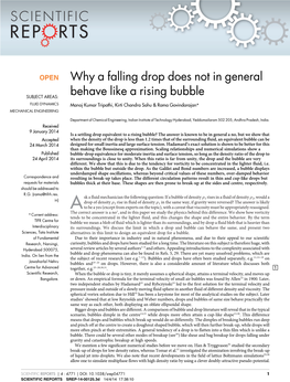 Why a Falling Drop Does Not in General Behave Like a Rising Bubble