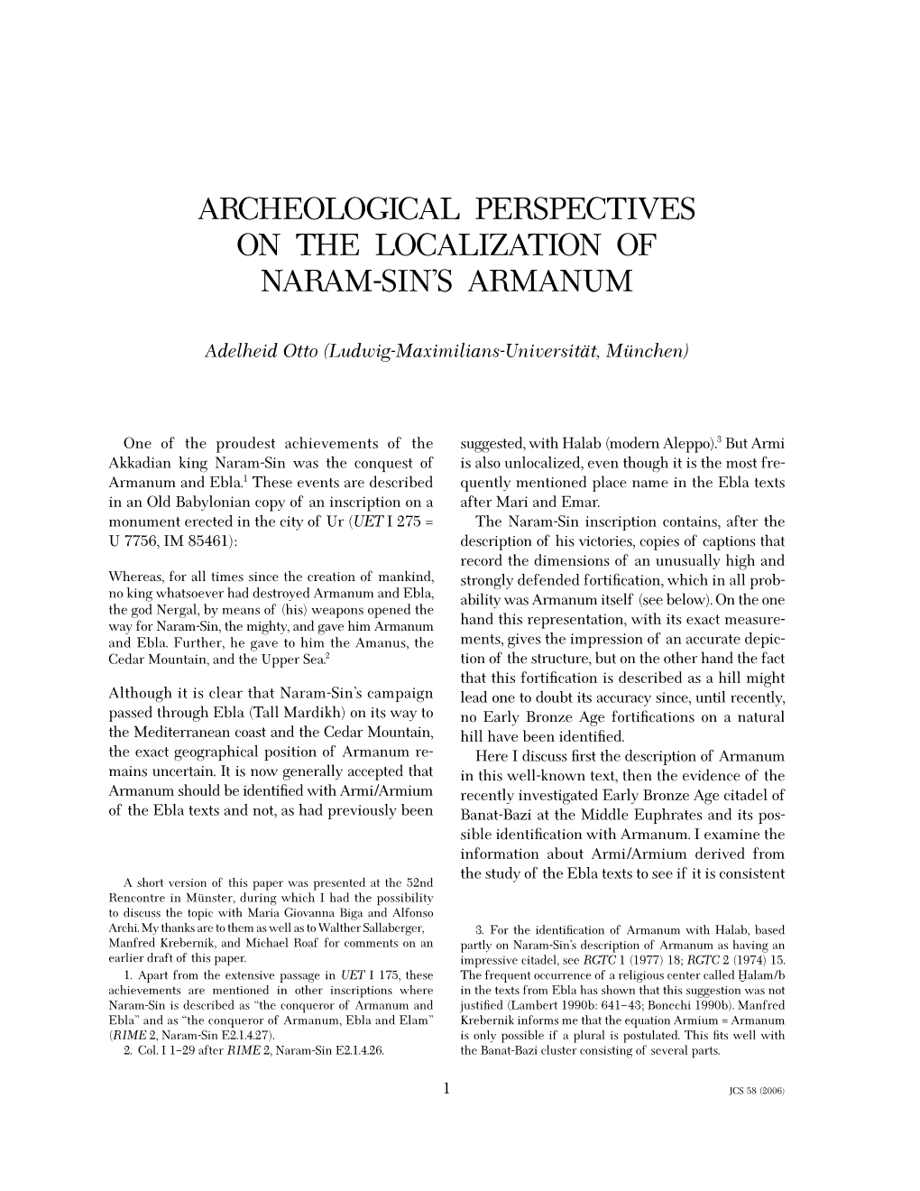 Archeological Perspectives on the Localization of Naram-Sin's Armanum