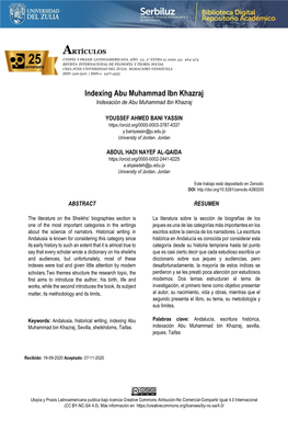 Indexing Abu Muhammad Ibn Khazraj Indexación De Abu Muhammad Ibn Khazraj