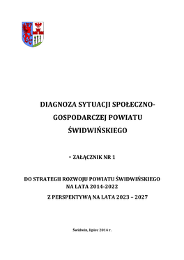 Diagnoza Sytuacji Społeczno- Gospodarczej Powiatu Świdwińskiego