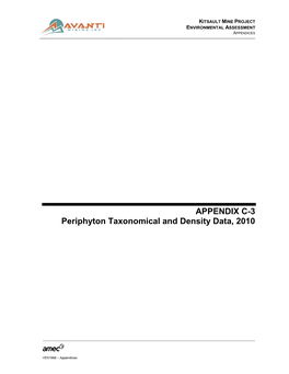 APPENDIX C-3 Periphyton Taxonomical and Density Data, 2010