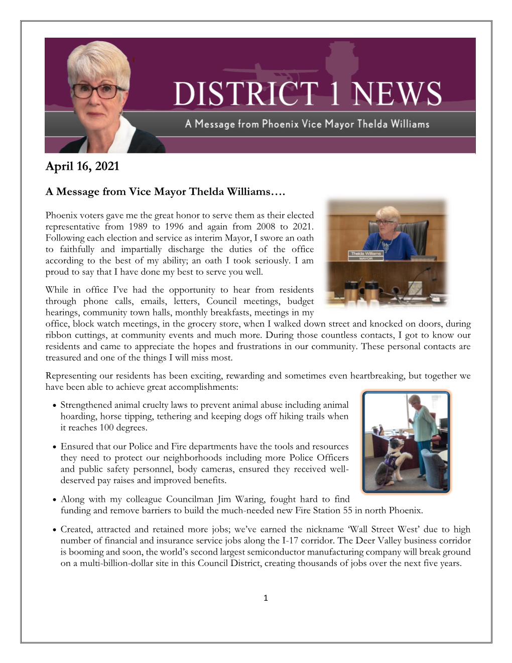 April 16, 2021 Newsletter