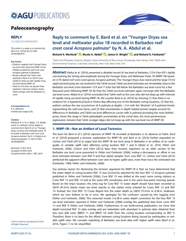 Reply to Comment by E. Bard Et Al. on Younger Dryas Sea Level And