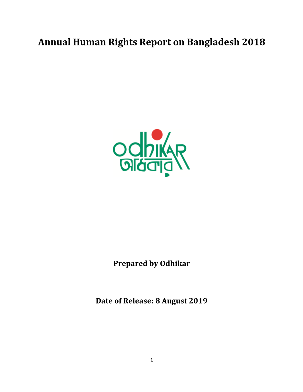 Annual Human Rights Report on Bangladesh 2018