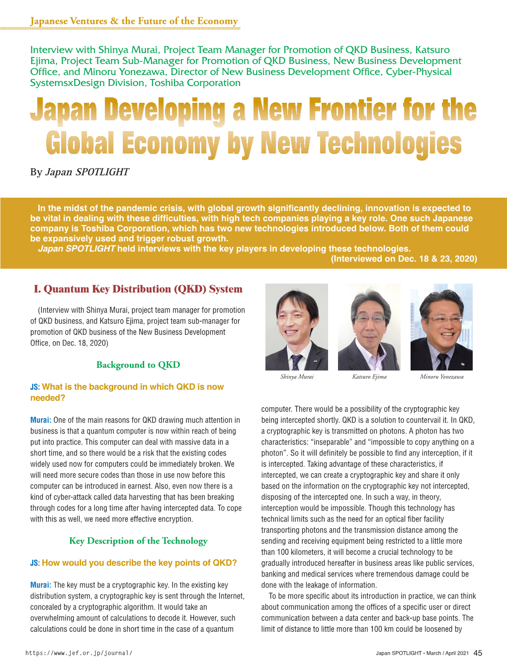 Japan Developing a New Frontier for the Global Economy by New Technologies by Japan SPOTLIGHT