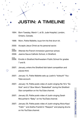 Justin: a Timeline 33 O’S “So “So O’S