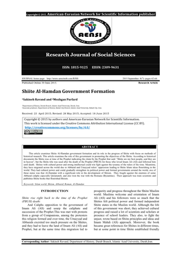 Research Journal of Social Sciences Shiite Al-Hamdan Government