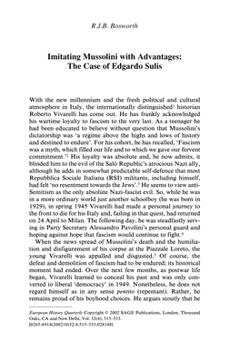 Imitating Mussolini with Advantages: the Case of Edgardo Sulis