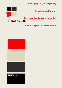 Porsche 935 Revue De Presse / Press Review