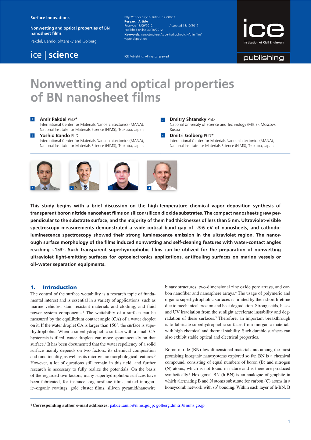 Nonwetting and Optical Properties of BN Nanosheet Films