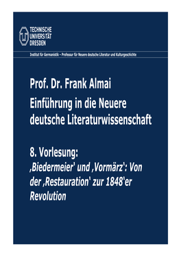 Prof. Dr. Frank Almai Einführung in Die Neuere Deutsche Literaturwissenschaft