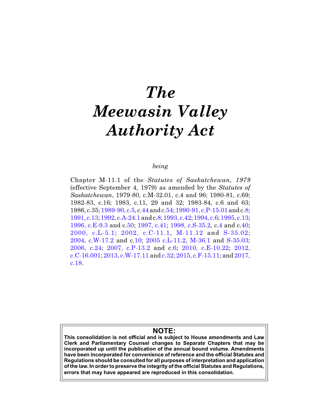 Meewasin Valley Authority Act, M-11.1