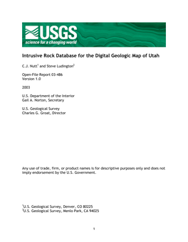 Intrusive Rock Database for the Digital Geologic Map of Utah