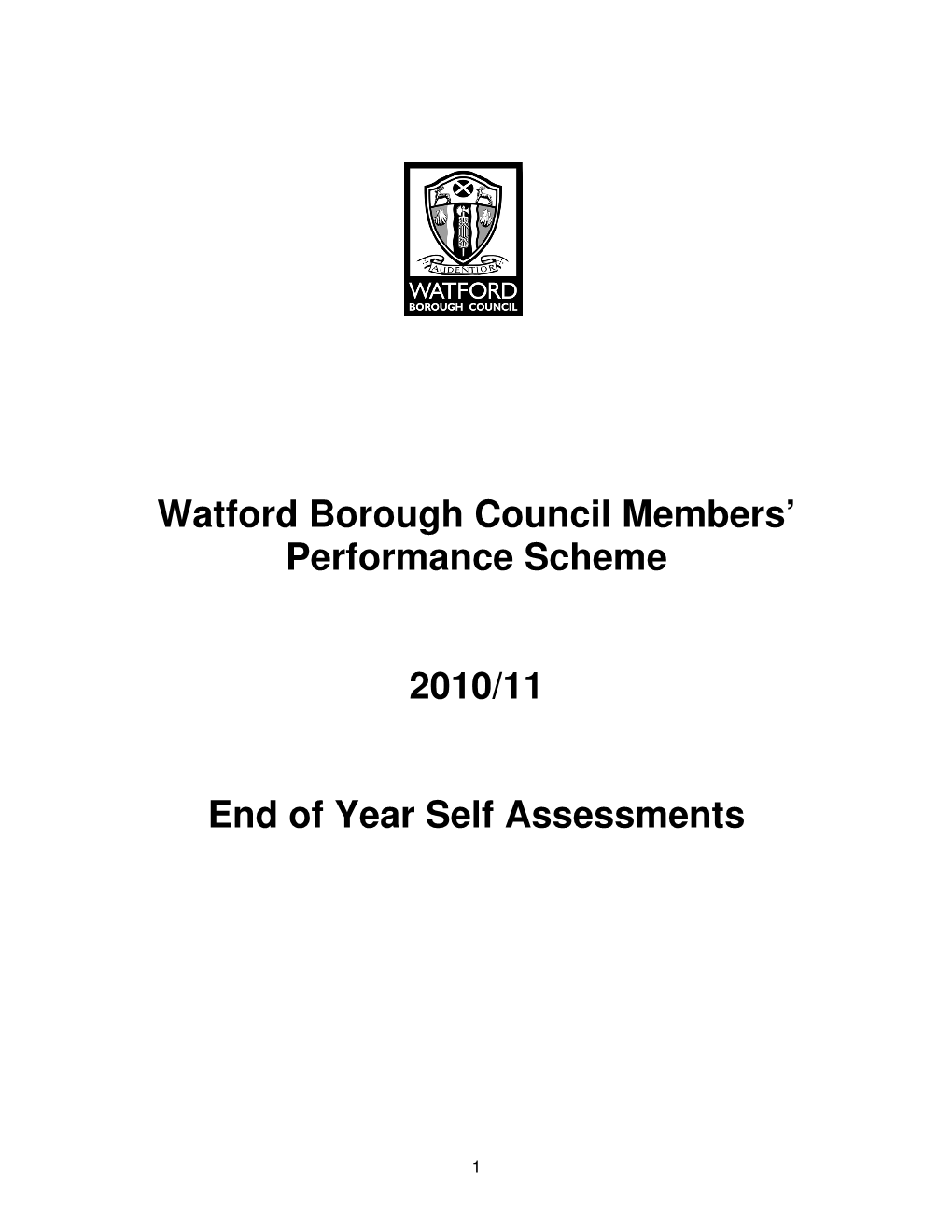 Watford Borough Council Members' Performance Scheme 2010/11 End