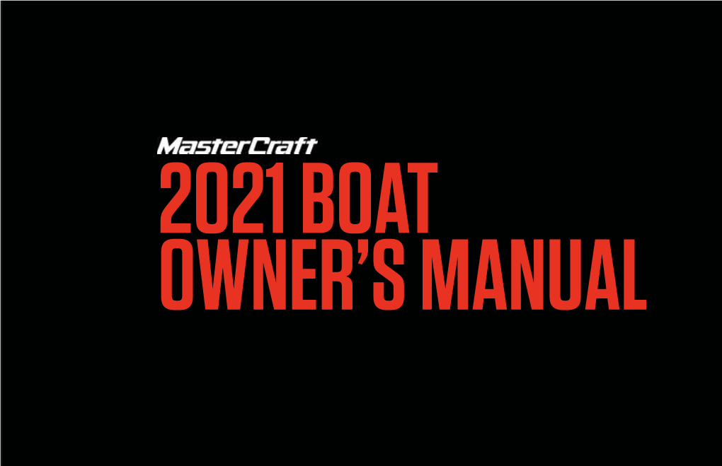 2021 Mastercraft Owners Manual