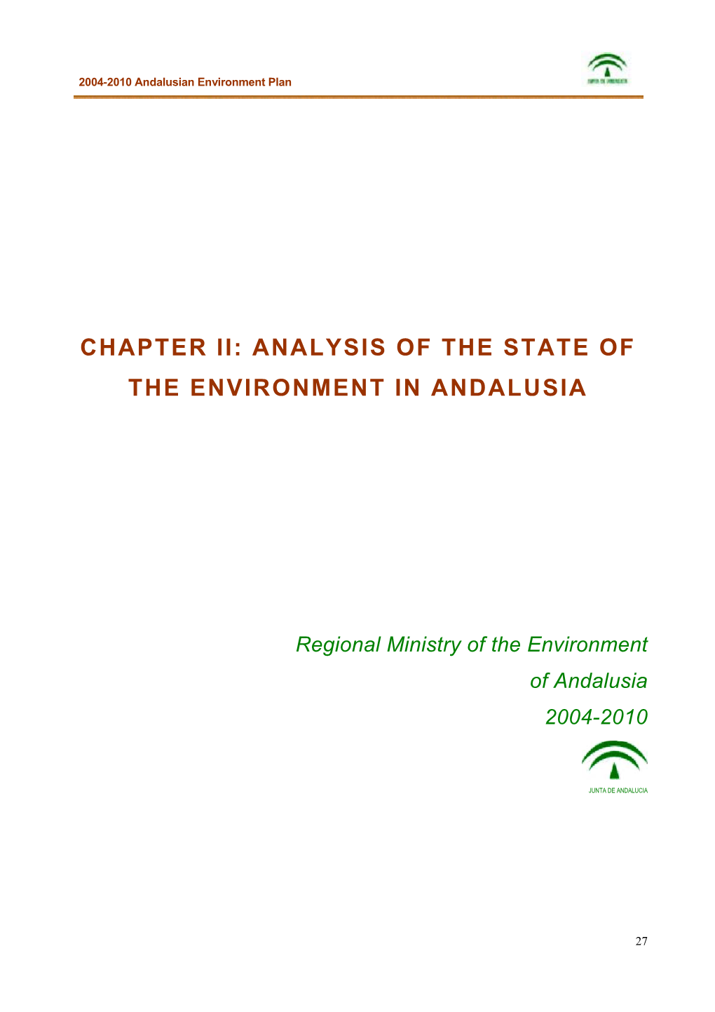 Chapter Ii: Analysis of the State of the Environment in Andalusia