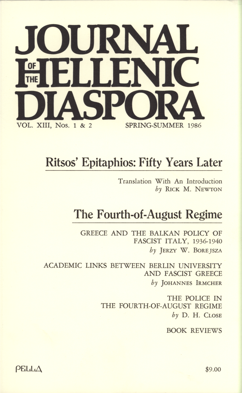 The Epitaphios of Yannis Ritsos Introduction by Rick M