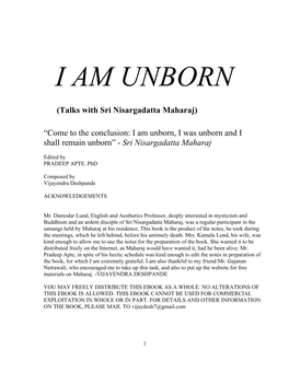 I AM UNBORN (Talks with Sri Nisargadatta Maharaj)