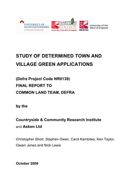 Study of Determined Town and Village Green Applications