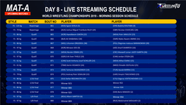 Live Streaming Schedule