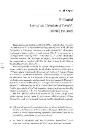 Racism and “Freedom of Speech”: Framing the Issues