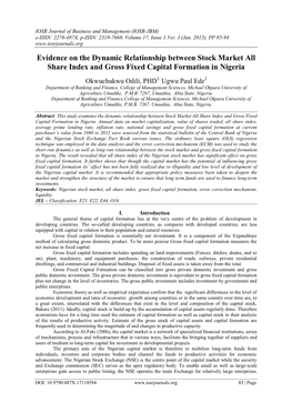 Evidence on the Dynamic Relationship Between Stock Market All Share Index and Gross Fixed Capital Formation in Nigeria