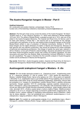 The Austro-Hungarian Hangars in Mostar - Part II