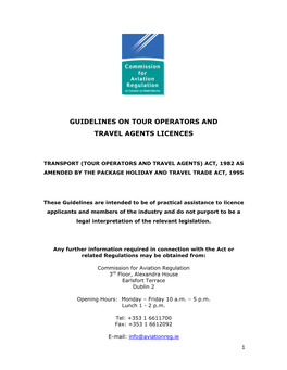 Guidelines on Tour Operators and Travel Agents Licences