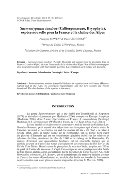 Calliergonaceae, Bryophyta), Espèce Nouvelle Pour La France Et La Chaîne Des Alpes