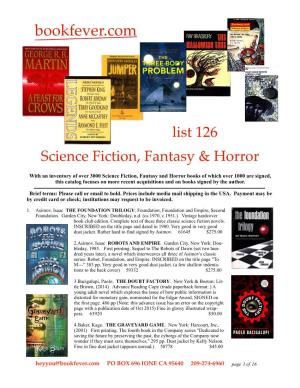 126 Science Fiction, Fantasy & Horror